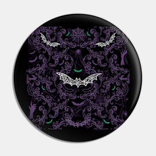 Purple Spiderweb Bat Pattern Pin