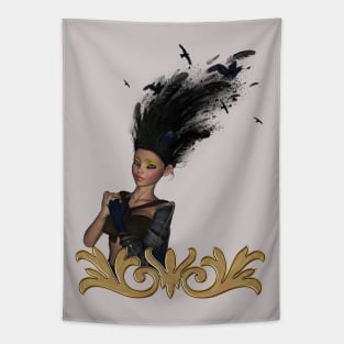 Wonderful fantasy girl with crow in the hair Tapestry