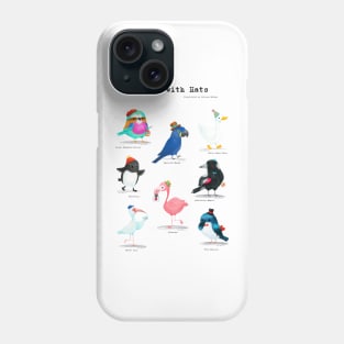 Birds with Hats - Version 2 - Text in Black Phone Case