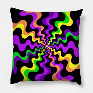 Retro Psychedelic Waves Pillow