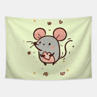 Cute Mouse Falling in Love Tapestry