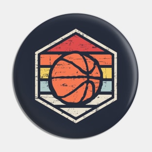 Retro Badge Basketball Dark Pin