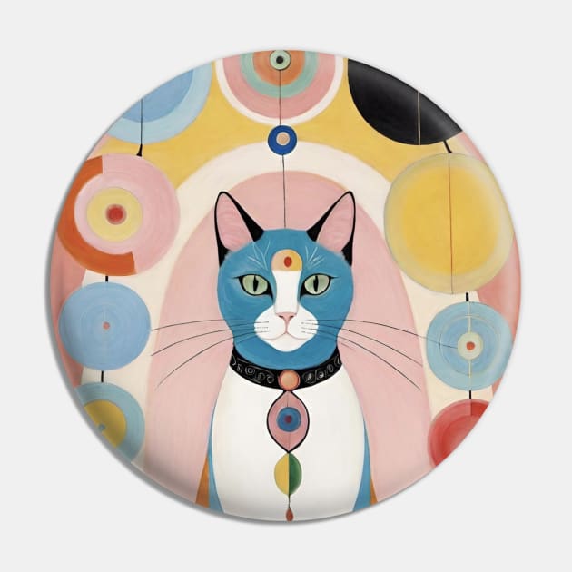 Hilma af Klint's Whimsical Cat Symphony: Abstract Harmony Pin by FridaBubble