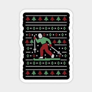 Ugly Christnas Ski Skifahrer Magnet