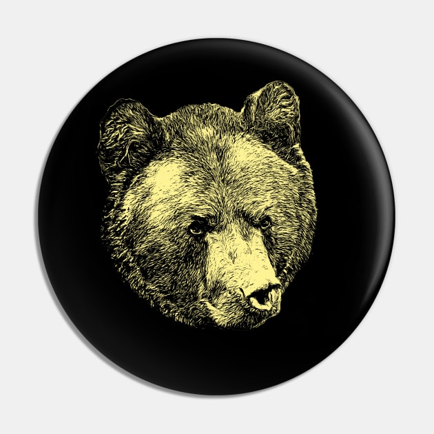 Brown bear portrait Pin by Guardi