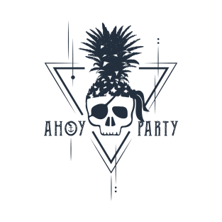 Pirate In Pineapple Hat. Ahoy Party. Humor. Geometric Style T-Shirt