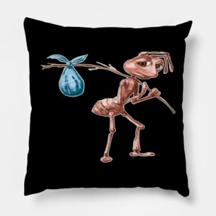 Sad ant with bag leaving meme cartoon Pillow