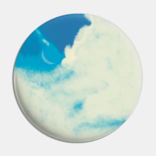 Blue Sky with clouds and moon digital art Pin