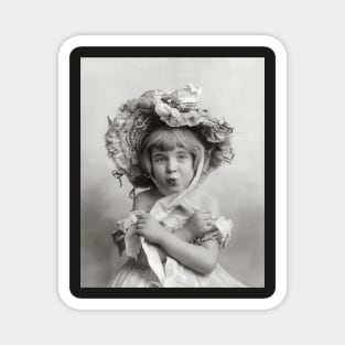 Little Girl Wearing Bonnet, 1902. Vintage Photo Magnet