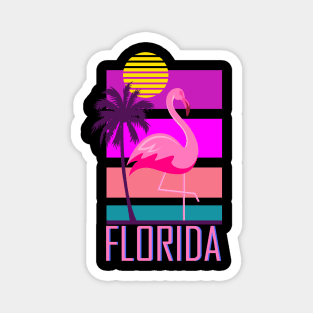 Florida Synthwave Inspired Flamingo Design Magnet