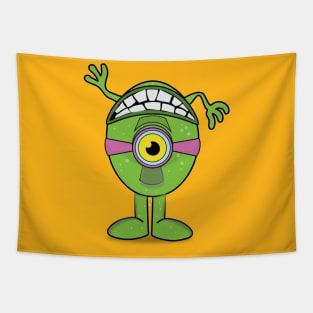 Green Big Eyed Upside Down Monster Tapestry