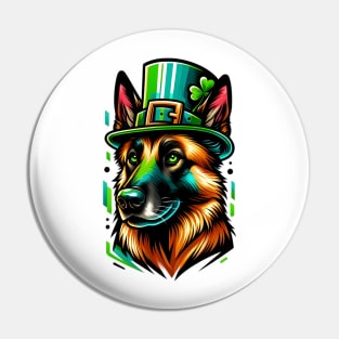 Belgian Malinois Celebrating Saint Patrick's Day Pin