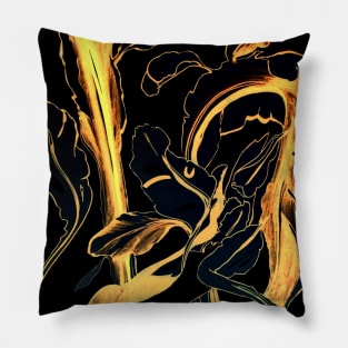 Plant in Blue Marker - Leaf of Life Miracle Leaf - Black and Gold Pillow