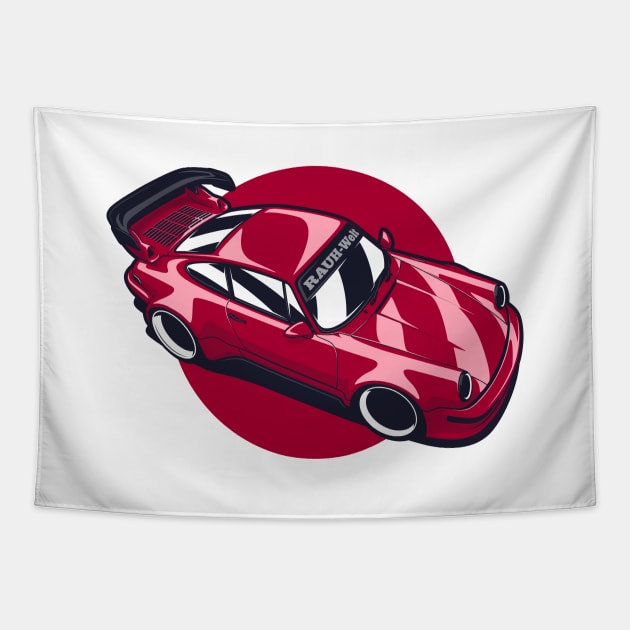 Red 911 Rauh Welt RWB Tuner Tapestry by KaroCars