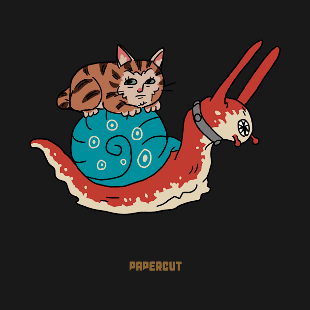 Creepy Cat on Snail by EstudiosPapercut