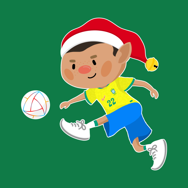 Brazil football Christmas elf. Football World Cup soccer T-Shirt by abtchlr