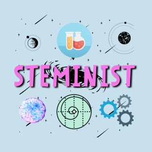 Steminist Women's Science Technology Engineering Maths STEM Stemanist Black Background T-Shirt