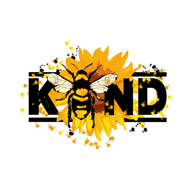 Be Kind Sunflower and Bee Motivational Message by ThatVibe