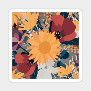 Modern Sunflowers Floral Autumn Colors Design Magnet