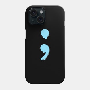 dripping/melting semicolon in pastel blue Phone Case