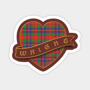 The WRIGHT Family Tartan Retro Heart & Ribbon Family Insignia Magnet