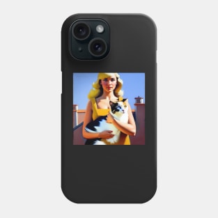 A Blonde Woman and Her Cat Phone Case