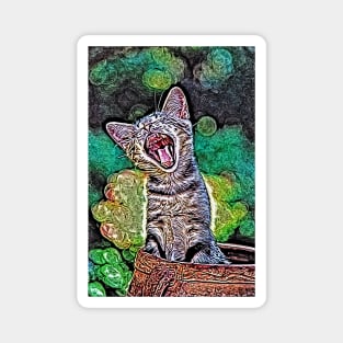 Abstract Tired Yawning Cat Magnet