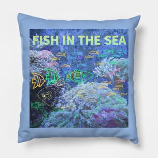 under the sea,blue sea,sea creatures,Turtle, puffer fish, starfish, shrimp, shark, tropical fish, sea horse, seaweed, sardines, squid, crabs, clams Pillow