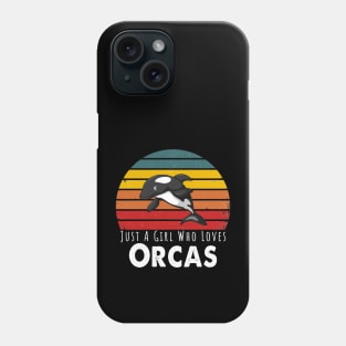 Just A Girl Who Loves Orcas Retro Vintage Phone Case