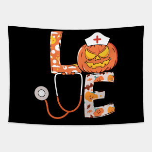 Love Nurse Halloween Gift With Pumpkin Tapestry