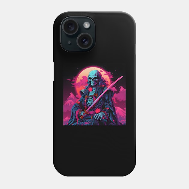 Samurai Skeleton Vaporwave Phone Case by Monika1