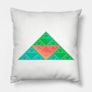 xmas sierpinski triangles - apricot & teal Pillow