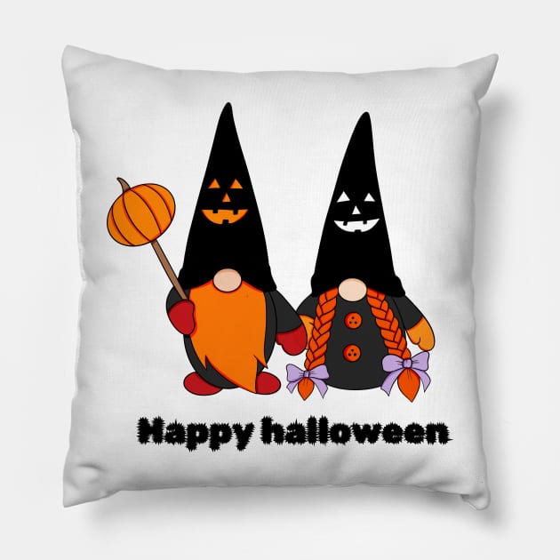 Cute Halloween Boo Gnomes Autumn Vibes Pillow by BellaPixel