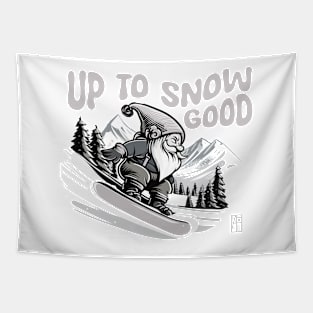 Up to Snow Good - Snowboarder Gnome - Funny Christmas - Happy Holidays - Xmas Tapestry