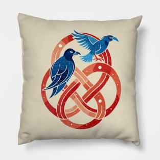 Hugin and Munin Celtic Raven Bird Pillow