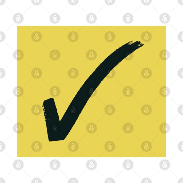 Black Check Mark On Yellow Background by skycloudpics