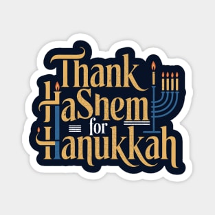 Thank HaShem for Hanukkah – Artistic Menorah Typography Magnet