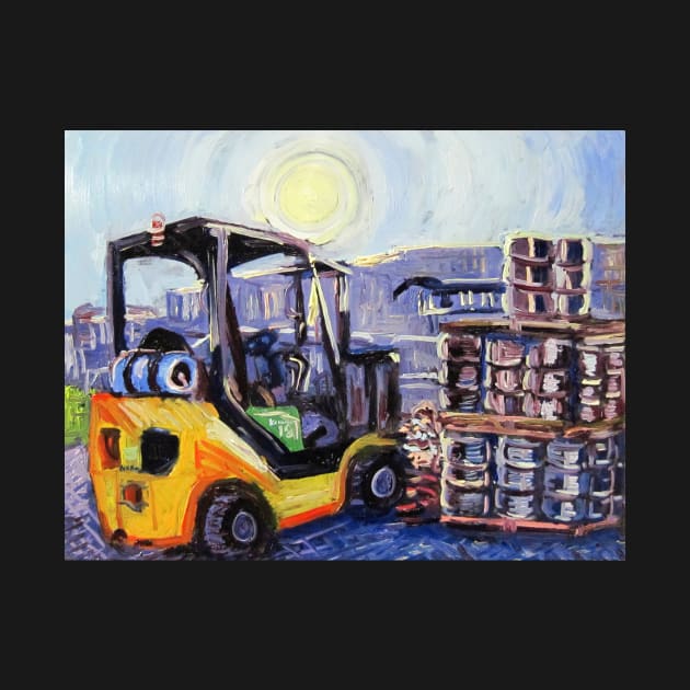 Forklift at a Brewery Moving Kegs by realartisbetter