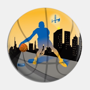 Basketball Street Baller Blue and Golden Yellow Colors Pin