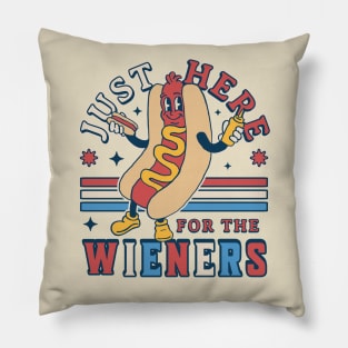 I'm Just Here for the Wieners - 4th of July Hot Dog Funny Pillow