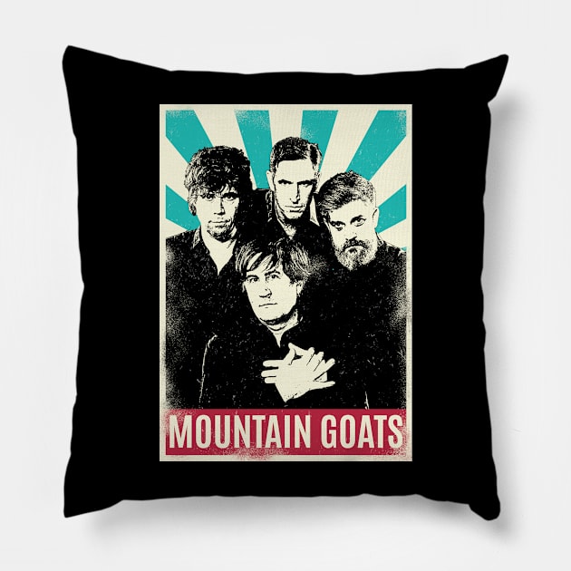 Vintage Retro Mountain Goats Pillow by Bengkel Band