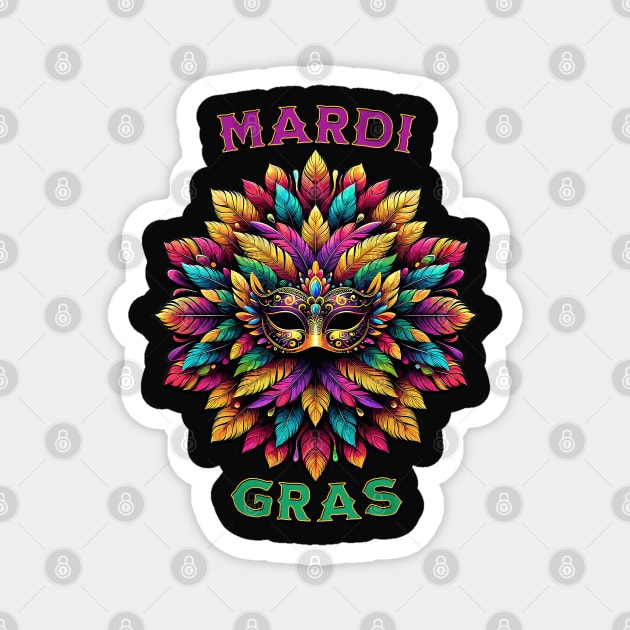 Vibrant Mardi Gras Celebration Art. Magnet by SergioArt