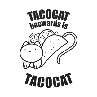 funny tacocat palindrome taco cat line art T-Shirt