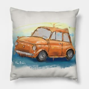 Classic Iconic Orange Fiat 500 Loose Painting Pillow