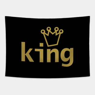 King Crown Typography Gold Text Tapestry