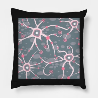 neural network - pattern silver gray and rosé Pillow