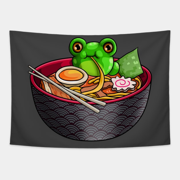 Kawaii Frog Ramen Cute Noodle Anime Otaku for Frogs Lovers Tapestry by Blink_Imprints10