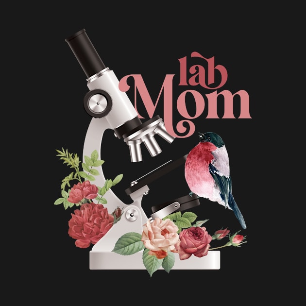 Lab Mom with a Microscope and Flowers scientist doctor biologist mommy by Kuku Craft