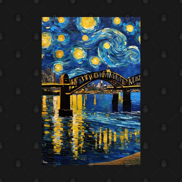 Vincent van Gogh starry night style Sydney by Spaceboyishere