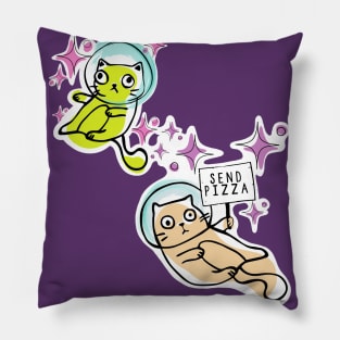 Stellar Pizza Cats in Space Pillow